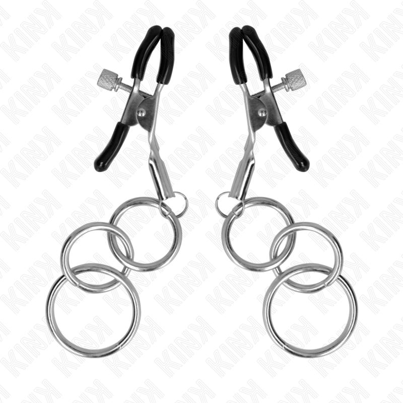 Pince à tétons 3 joints toriques 6 cm - Stimulation BDSM
