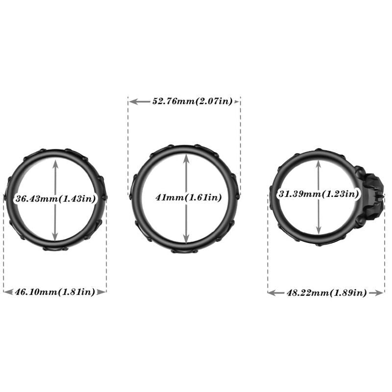 Bague Pénienne Calavera Triple en Silicone Médical Noir