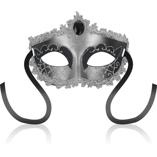 Masque OhMama Gris Noir – Style Vénitien avec Diamant