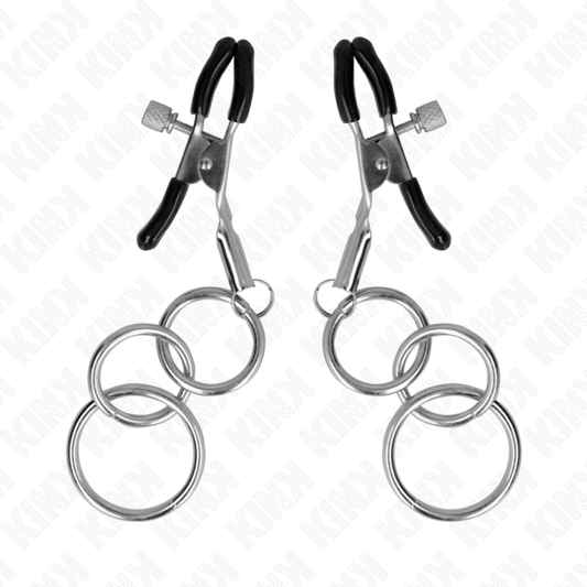 Pince à tétons 3 joints toriques 6 cm - Stimulation BDSM