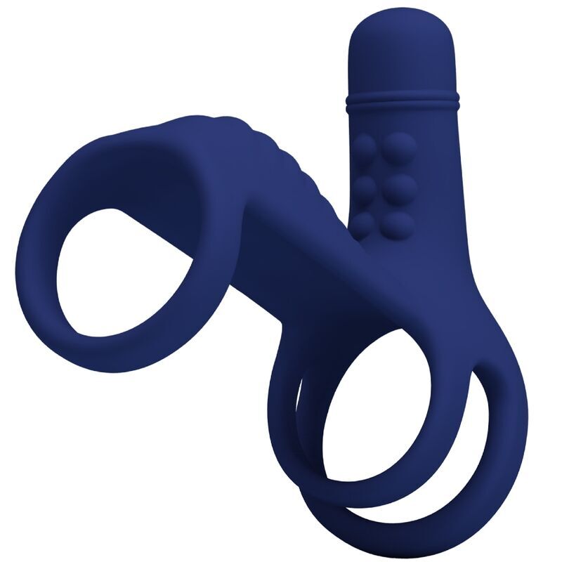 Anneau Vibrant avec Extension Bleu - Harnais Pénien