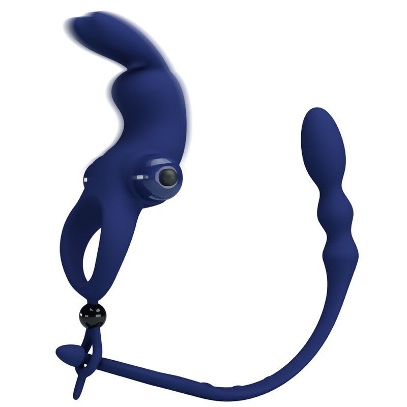 Anneau Vibrateur Lapin avec Plug Bleu