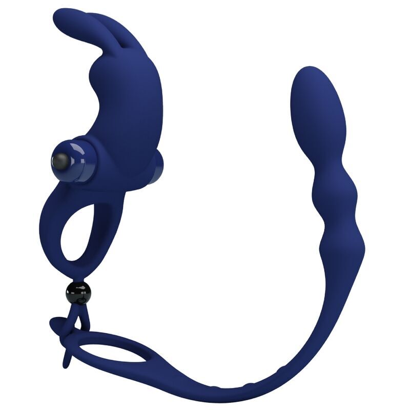 Anneau Vibrateur Lapin avec Plug Bleu