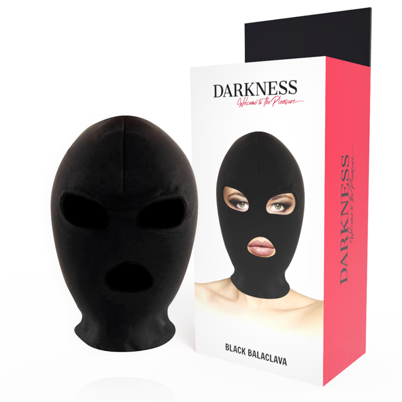 Masque de soumission BDSM bouche et yeux noir