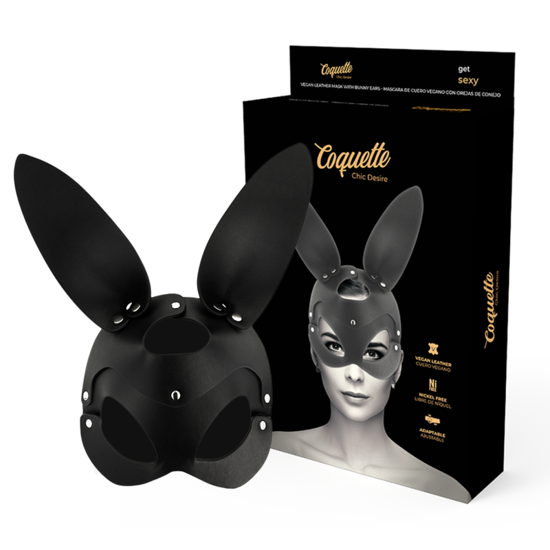 Coquette Chic Désir – Masque cuir vegan oreilles de lapin